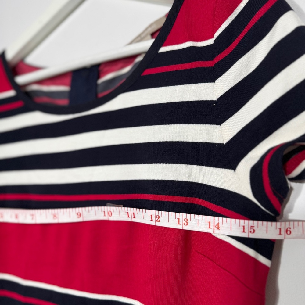 Banana Republic Red Black White Striped Short Sleeve‎ Sheath Dress Size 2 - Picture 7 of 12
